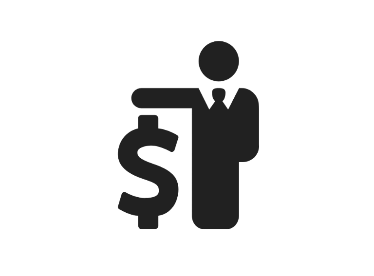 ikona postaci podtrzymująca znak dolara